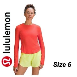 Lululemon UV Protection Fold-Over Running Long-Sleeve Shirt Solar Orange size 6‌
